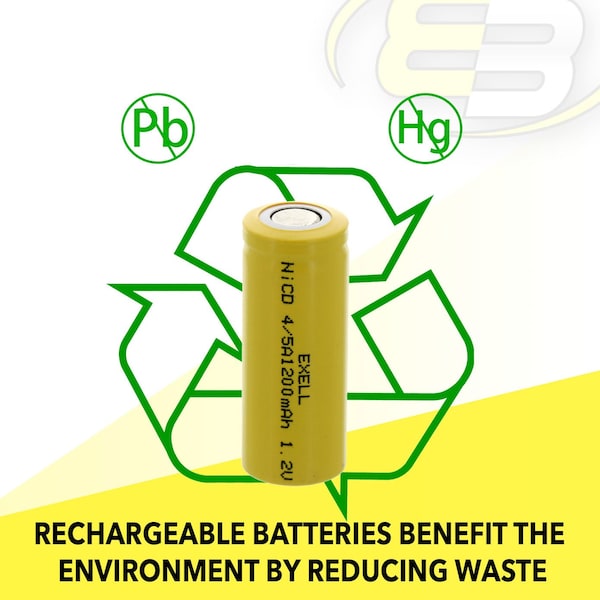 Exell Battery 4/5A 1.2V 1200mAh NiCD Flat Top Rechargeable Battery - EBC-301-0