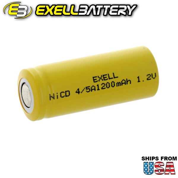 Exell Battery 4/5A 1.2V 1200mAh NiCD Flat Top Rechargeable Battery - EBC-301-0