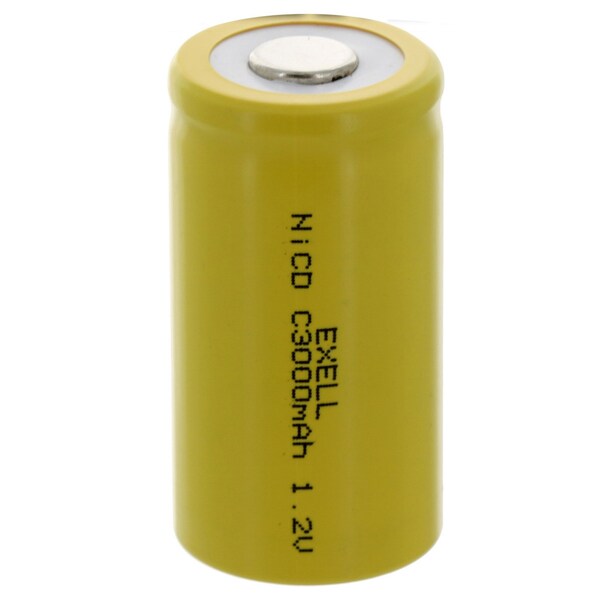 Exell Battery C Size 1.2V 3000mAh NiCD Flat Top Rechargeable Battery - EBC-335-0