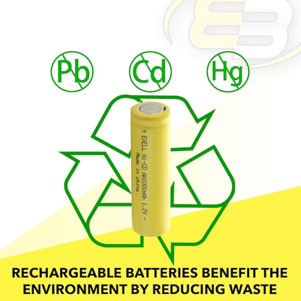 Exell Battery AA 1.2V 1000mAh Flat Top Rechargeable Battery for DIY, Radios, Power Packs - EBC-308-0
