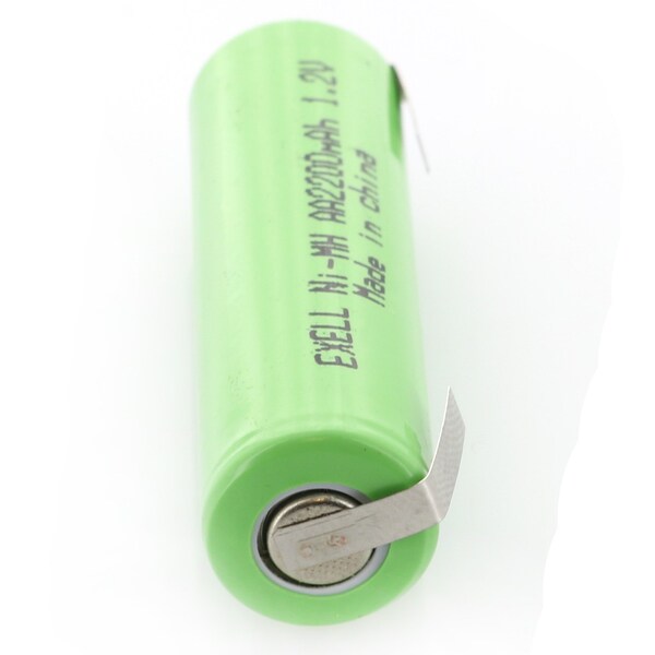 Exell Battery 1.2V AA Size 2200mAh NiMH Rechargeable Battery  w/ Tabs - EBC-502-1