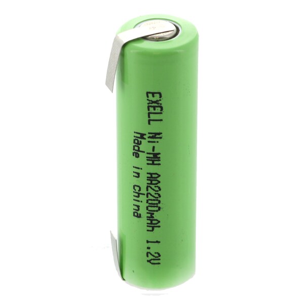 Exell Battery 1.2V AA Size 2200mAh NiMH Rechargeable Battery  w/ Tabs - EBC-502-1