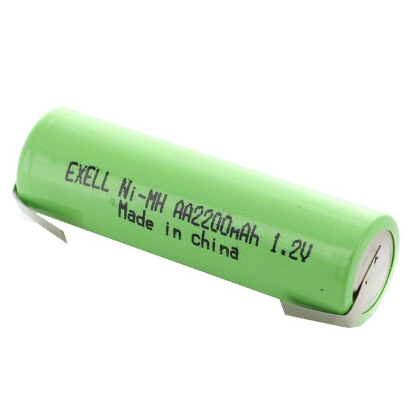 Exell Battery 1.2V AA Size 2200mAh NiMH Rechargeable Battery  w/ Tabs - EBC-502-1