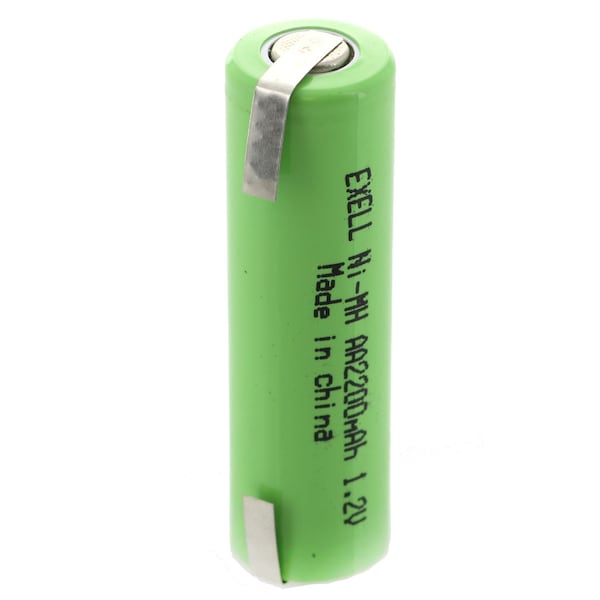 Exell Battery 1.2V AA Size 2200mAh NiMH Rechargeable Battery  w/ Tabs - EBC-502-1