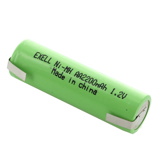 Exell Battery 1.2V AA Size 2200mAh NiMH Rechargeable Battery  w/ Tabs - EBC-502-1