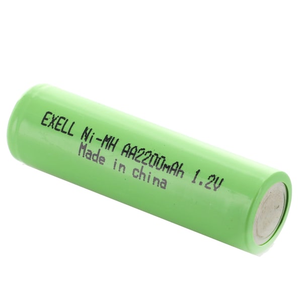 Exell Battery 1.2V AA 2200mAh Rechargeable NIMH Flat Top Battery - EBC-502-0