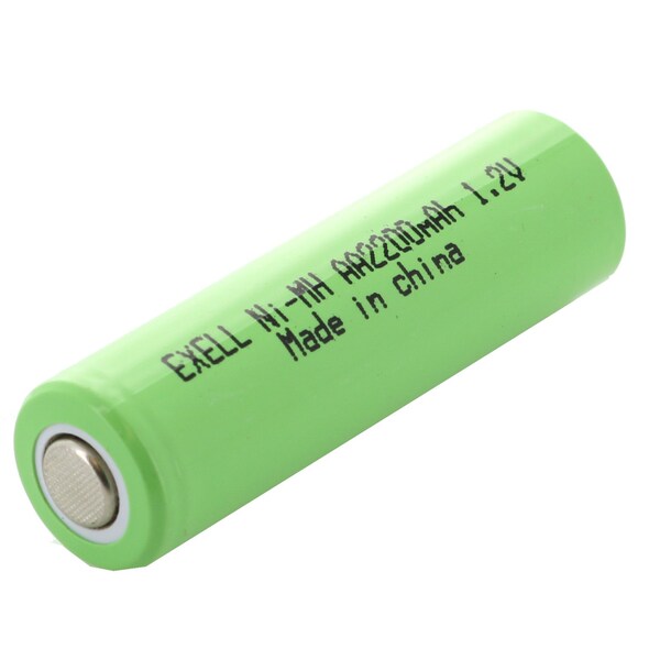 Exell Battery 1.2V AA 2200mAh Rechargeable NIMH Flat Top Battery - EBC-502-0