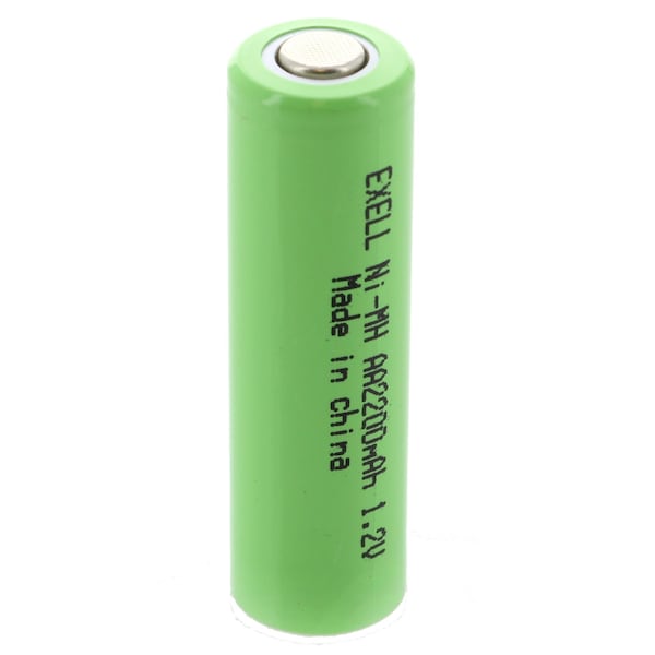 Exell Battery 1.2V AA 2200mAh Rechargeable NIMH Flat Top Battery - EBC-502-0