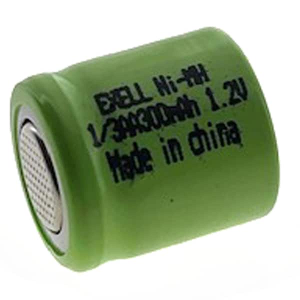 Exell Battery 1/3AA  1.2V Flat top Rechargeable Battery for DIY, FRS, Keypads, Alarms - EBC-504-0
