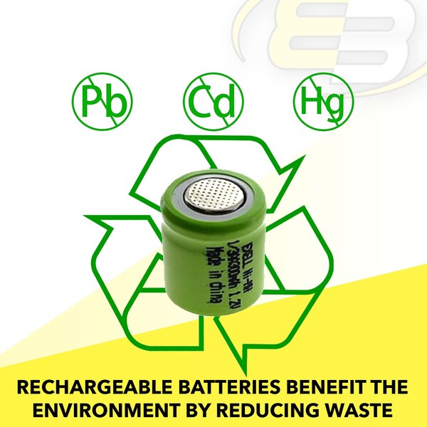 Exell Battery 1/3AA  1.2V Flat top Rechargeable Battery for DIY, FRS, Keypads, Alarms - EBC-504-0