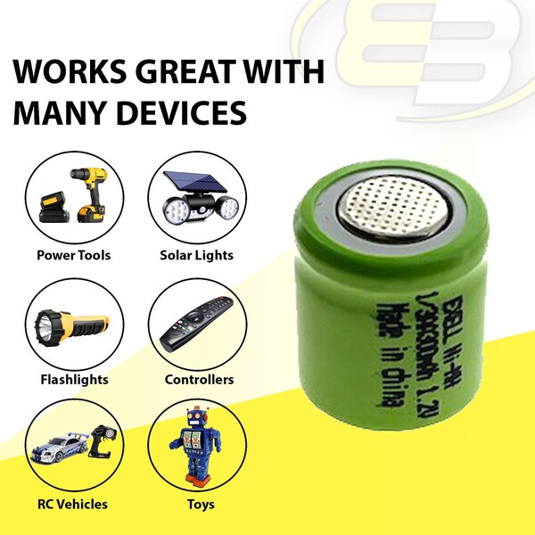 Exell Battery 1/3AA  1.2V Flat top Rechargeable Battery for DIY, FRS, Keypads, Alarms - EBC-504-0