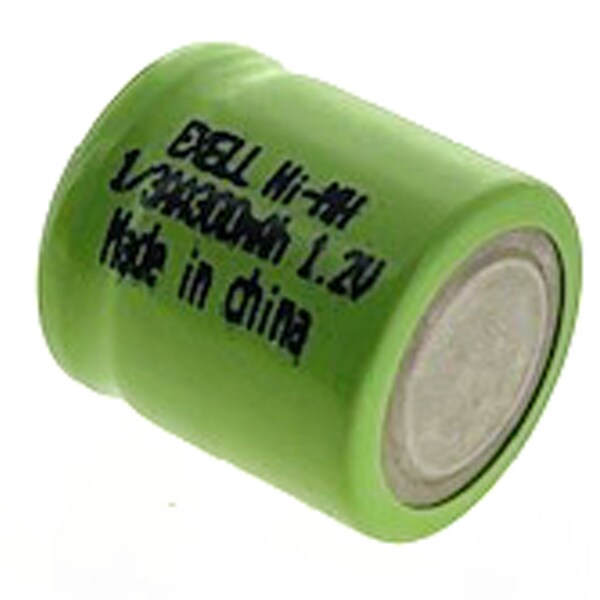 Exell Battery 1/3AA  1.2V Flat top Rechargeable Battery for DIY, FRS, Keypads, Alarms - EBC-504-0