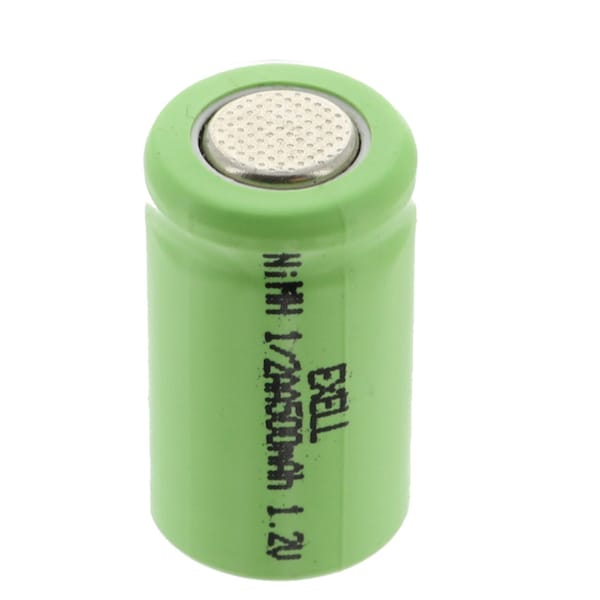 Exell Battery 1/2AA 1.2V  Rechargeable Flat Top Battery  for DIY, FRS, Keypads, Alarms - EBC-505-0