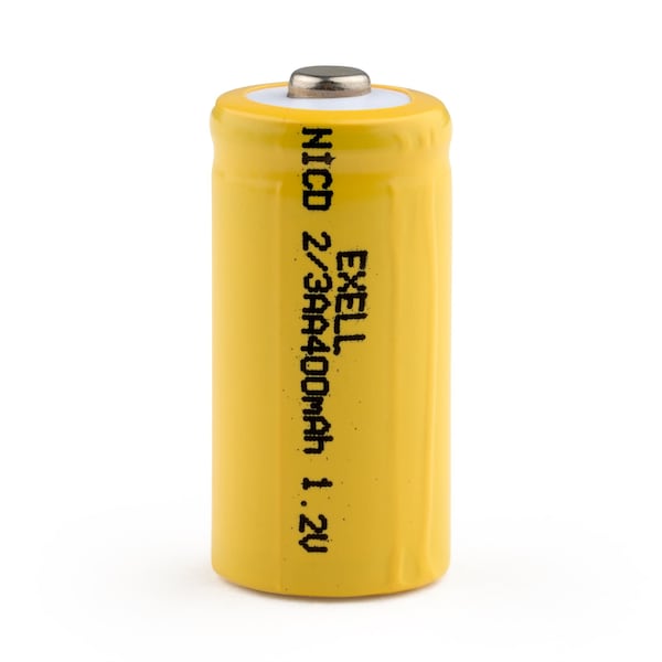 Exell Battery 2/3AA 1.2V 400mAh Button Top Rechargeable Battery for DIY, Radios, Power Packs - EBC-304