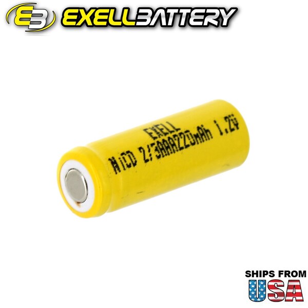 Exell Battery 2/3AAA 220mAh 1.2V Flat top Rechargeable Battery for DIY, Radios, Power Packs - EBC-390-0