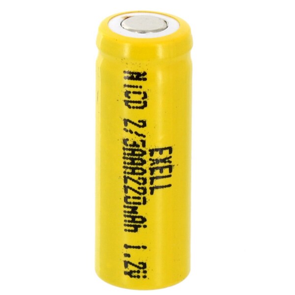 Exell Battery 2/3AAA 220mAh 1.2V Flat top Rechargeable Battery for DIY, Radios, Power Packs - EBC-390-0