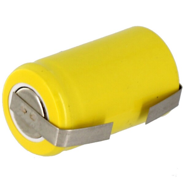 Exell Battery 1/2AA NiCD 300mAh 1.2V Flat top Rechargeable Battery with Tabs - EBC-305-1