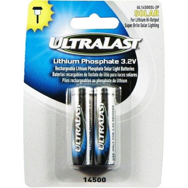 Ultralast Ultralast Lithium Phosphate Rechargeable Batteries for 3.2 Volt Outdoor Solar Lighting - 600mAh - UL14500SL - UL14500SL