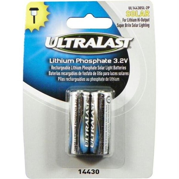 Ultralast Ultralast Lithium Phosphate Rechargeable Batteries for 3.2 Volt Outdoor Solar Lighting - 400mAh - UL14430SL - UL14430SL