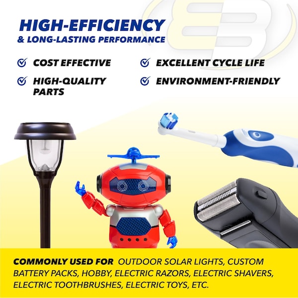 Exell Battery 2/3AA NiMH 700mAh 1.2V Flat top Rechargeable Battery with Tabs - EBC-506-1