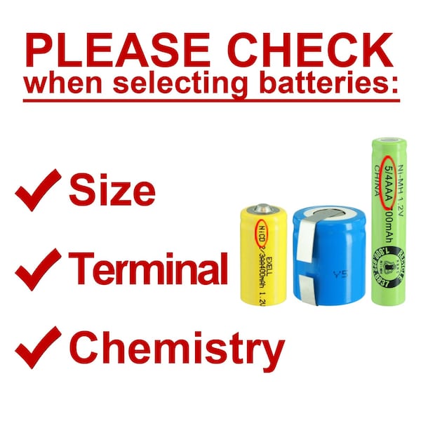 Exell Battery 2/3A 1600mAh 1.2V NIMH Rechargeable Flat Top Battery - EBC-512-0