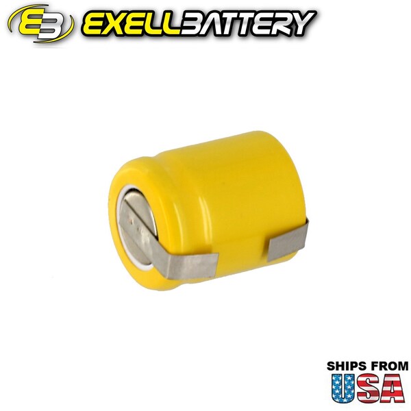 Exell Battery 1/3AA NiCD 200mAh 1.2V Flat top Rechargeable Battery with Tabs - EBC-306-1