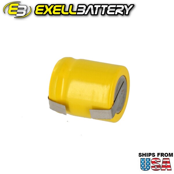 Exell Battery 1/3AA NiCD 200mAh 1.2V Flat top Rechargeable Battery with Tabs - EBC-306-1