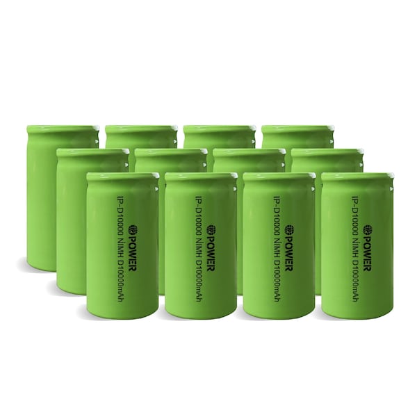 Ip Power D Rechargeable Ni-Mh 10000mAh 1.2V Battery - 12PK - IP-NH-D-10000-FT-12