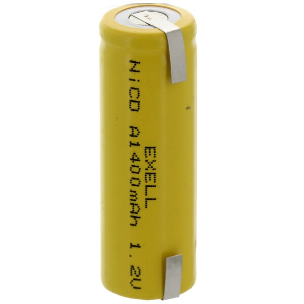 Exell Battery A Size 1.2V 1400mAh NiCD Rechargeable Battery with Tabs - EBC-303-1