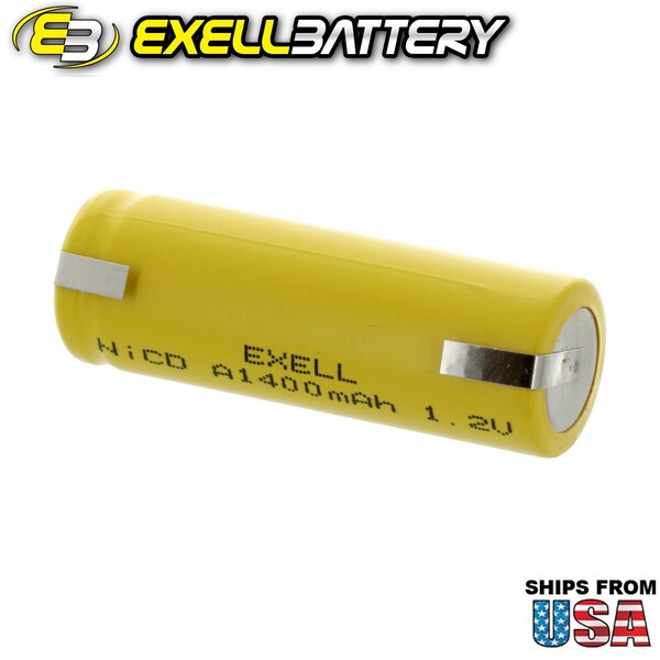 Exell Battery A Size 1.2V 1400mAh NiCD Rechargeable Battery with Tabs - EBC-303-1