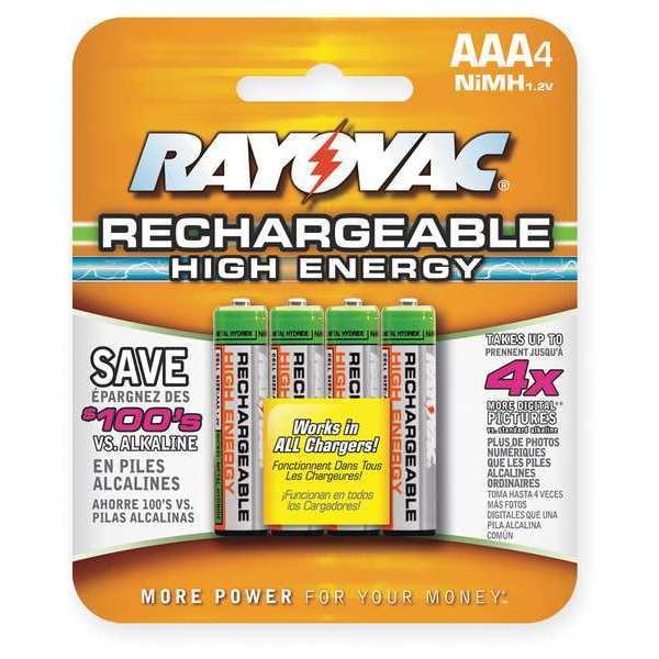 Rayovac Precharged Recharg. Battery, AAA, NiMh, PK4 - LD7244