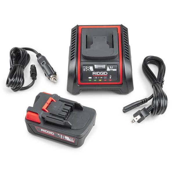 Ridgid Battery and Charger Kit, 18V DC, 2.5 Ah - 66003