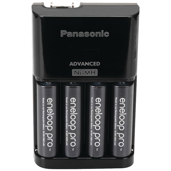 Panasonic eneloop PRO Rechargeable 4pcs AA Batteries w/4-Position Charger - K-KJ17KHCA4A