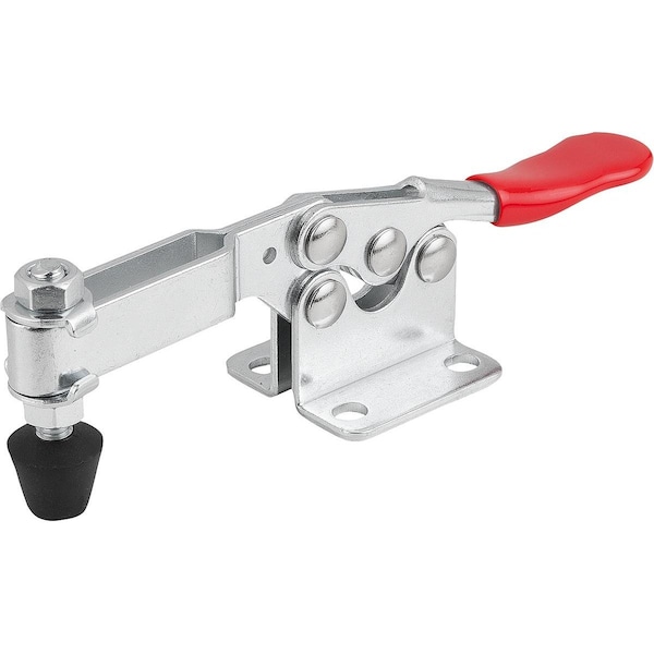 Kipp Toggle Clamp Standard L=143, 5, Form:B Steel, Horizontal Foot, Comp:Plastic, Comp:Red, F2=2000 - K1240.022000