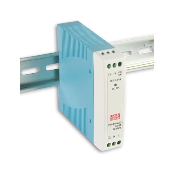 Antaira 10 Watt Series / 12 VDC / 0.84 Amp Industrial Slim Single Output DIN Rail Power Supply - MDR-10-12