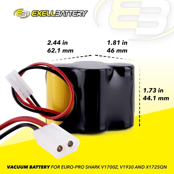 Exell Battery Vacuum Battery for Shark V1700Z V1930 Replaces X1725QN - EBV-V1930