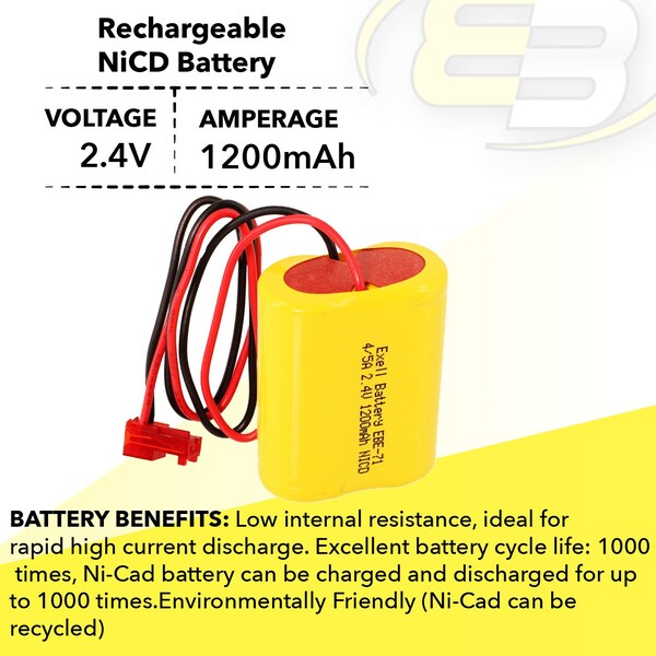 Exell Battery Emergency Lighting Battery Fits Lithonia ELB2P401N Replaces CUSTOM-71 - EBE-71
