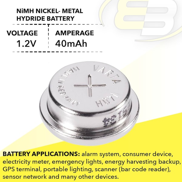 Varta V40H 1.2V NiMH 40mAh Battery Replaces 55604101501 Car Alarm / Tracking - V40H