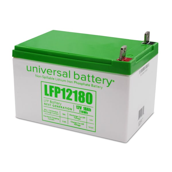 Upg Lithium LFP Battery, 12.8 V, 18Ah, in a 12Ah case, NB Terminal - 48045