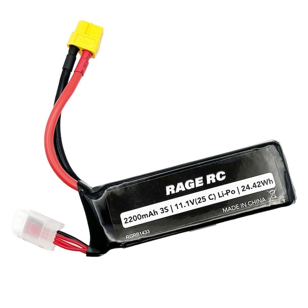 Plastiflex Co Rage RC  11.1V 3S 2200mAh Lipo Battery with XT60 Connector BM EX BL - RGRB1433