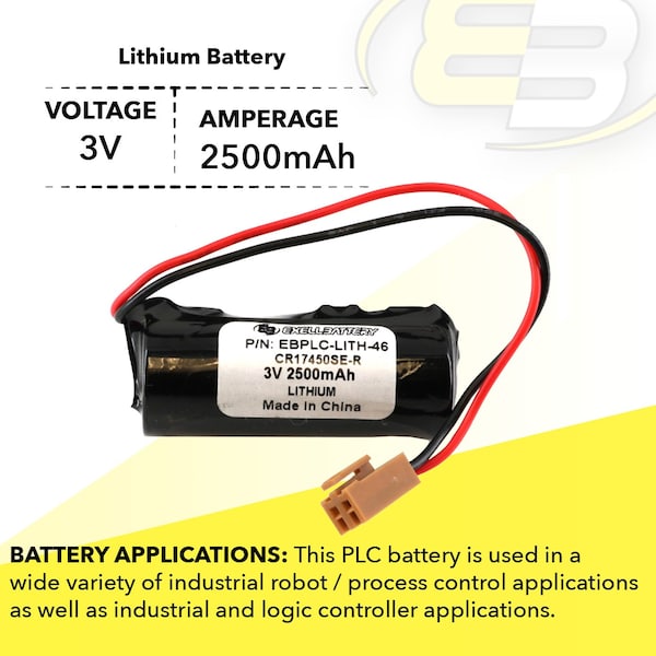 Exell Battery 3V PLC Computer Backup Battery LITH-46 25C3891 CR17450SE-R LITH-46 - EBPLC-LITH-46