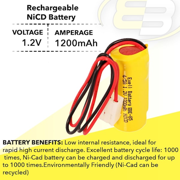 Exell Battery Emergency Lighting Battery Replaces 012745 ANIC1056 CUSTOM-85 - EBE-85