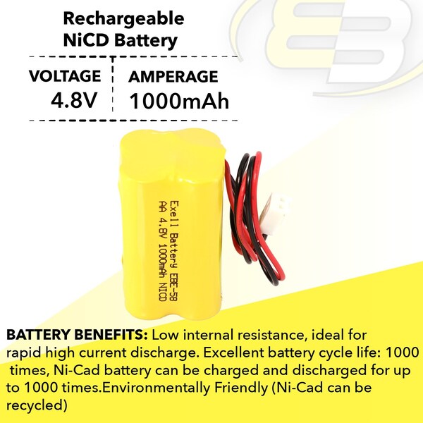 Exell Battery Emergency Lighting Battery Fits Day-Brite CXL6VB, CTL N700AAC-F22C/C - EBE-58