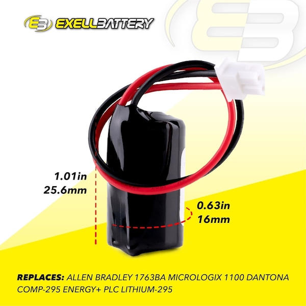 Exell Battery Exell PLC Computer Backup Battery COMP-295 for Allen Bradley 1763-BA - EBPLC-295