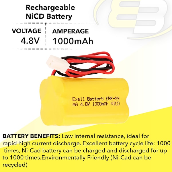 Exell Battery Emergency Lighting Battery Fits Astralite 20-0001 Lithonia A15032-1 - EBE-59