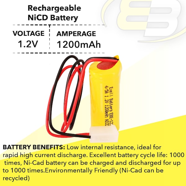 Exell Battery Emergency Lighting Battery for Lithonia ELB0300  ELB1P201N1 ELB1P201N1 - EBE-128