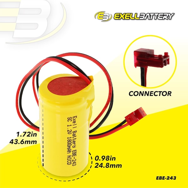 Exell Battery Emergency Lighting Battery Fits Lithonia 1009S00-MZ ELB0320 ELB1P201NB - EBE-243