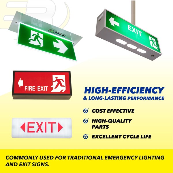 Exell Battery Emergency Lighting Battery Fits Lithonia 1009S00-MZ ELB0320 ELB1P201NB - EBE-243