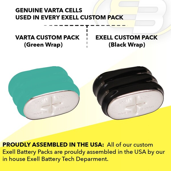 Exell Battery NiMH Battery Pack 3.6V No Pins for Memory Back Up - 3/V150H