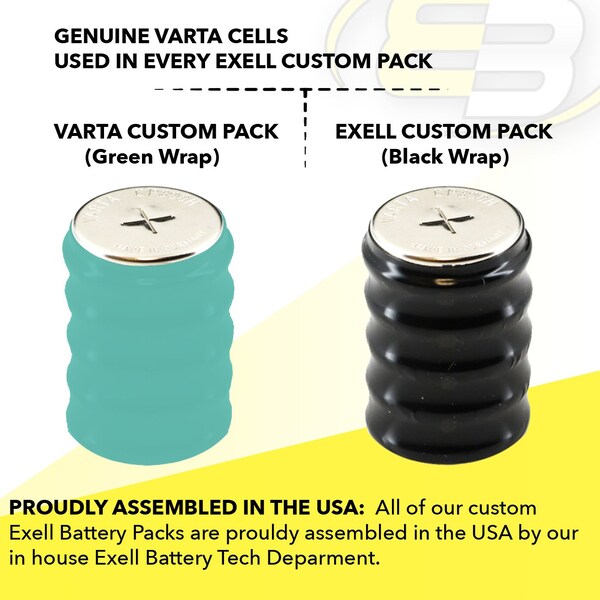 Exell Battery 6V 300mAh NiMH Battery for Portable Lighting, Torchlight, Scanner - 5/CP300H